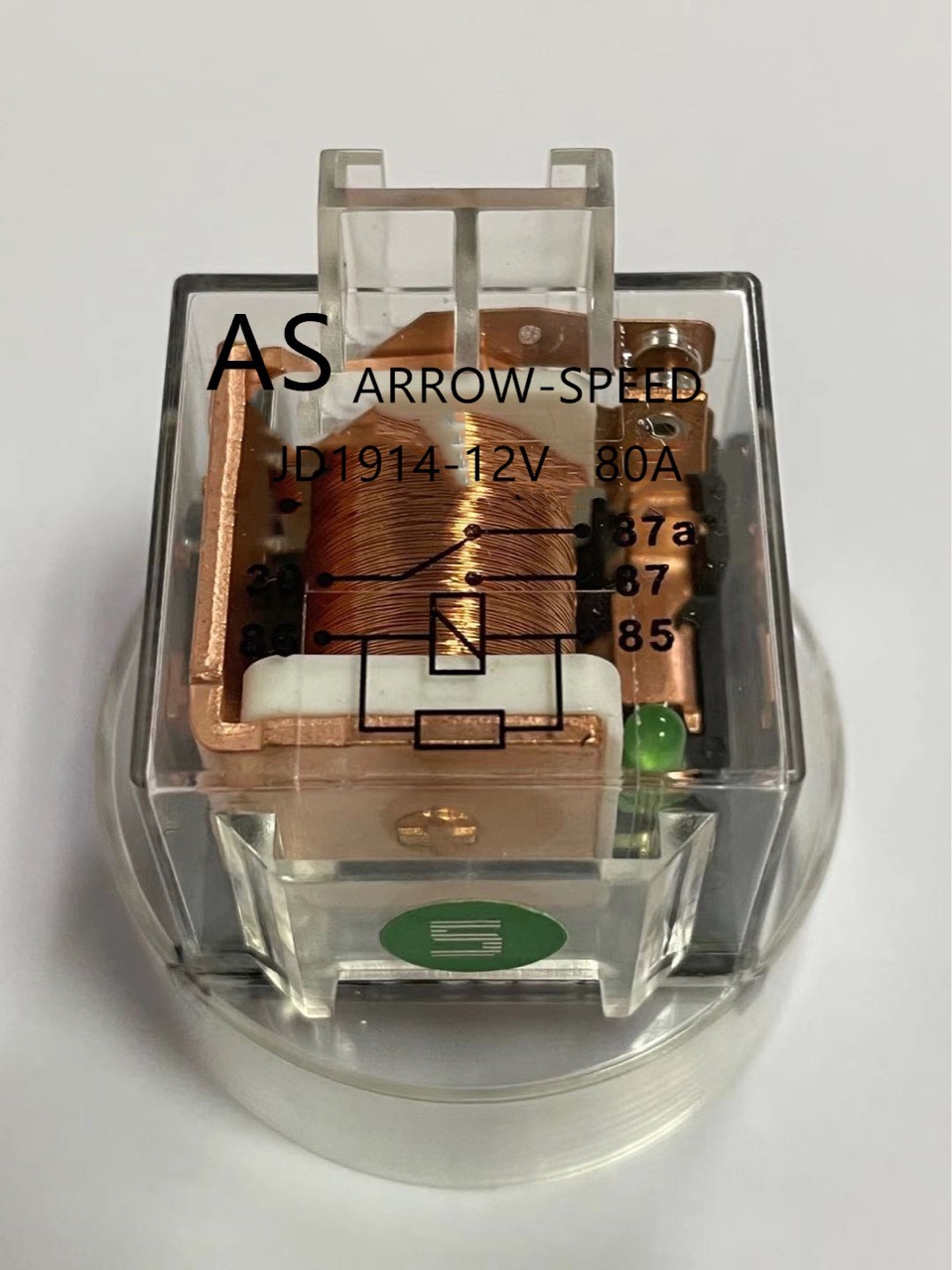 AS透明圓殼雙觸點(diǎn)帶燈繼電器JD1914圓形汽車?yán)^電器12V80A