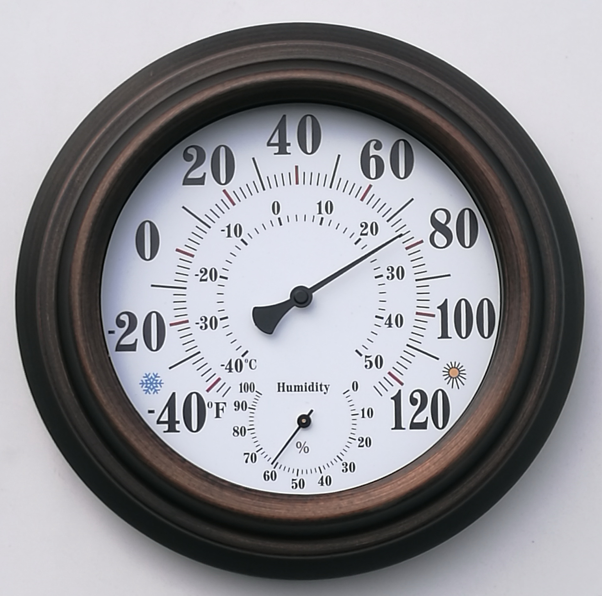 20CM-仿古烤漆鐵殼溫濕度計(jì)（美制表盤）