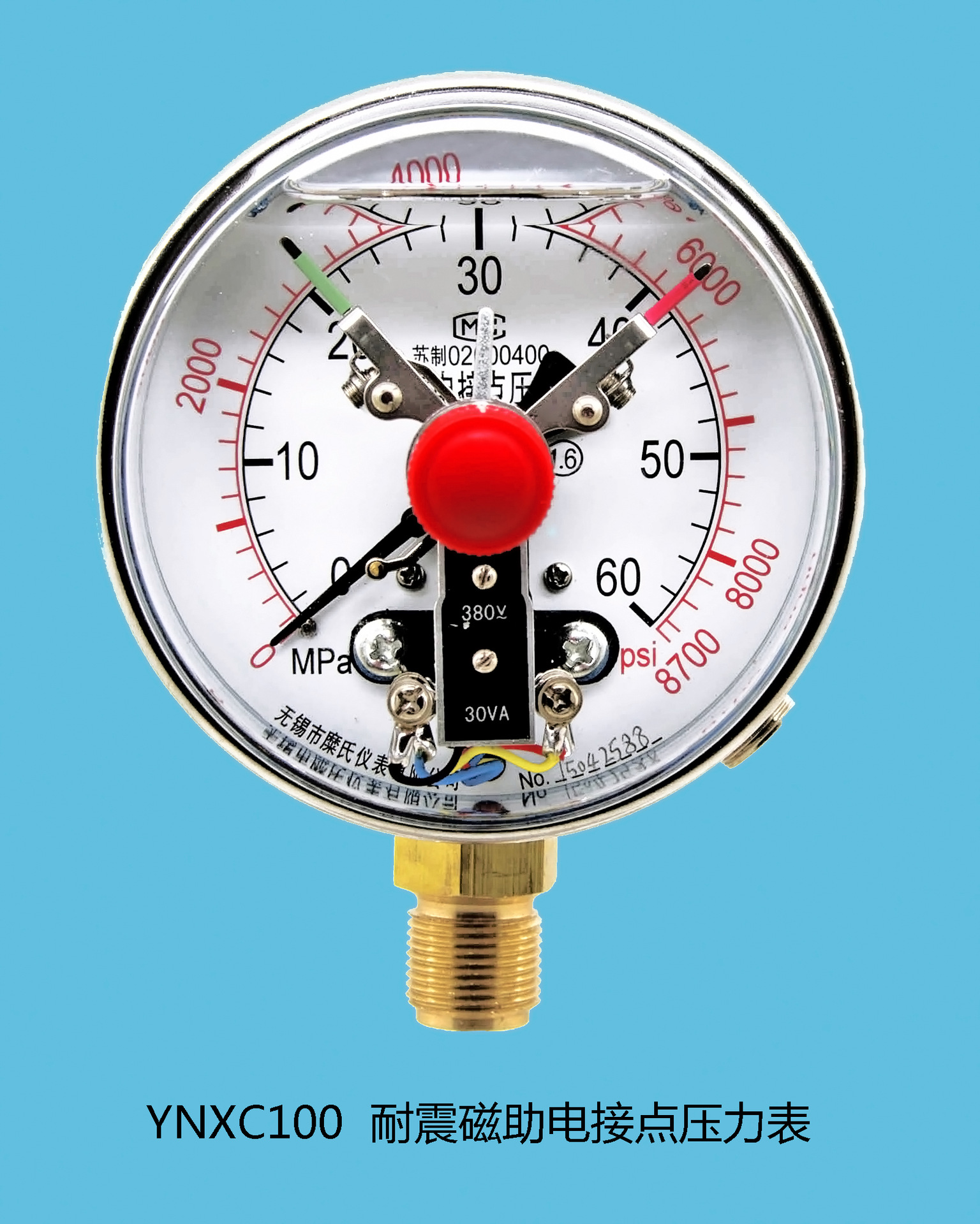 YNXC100 磁助式耐震電接點(diǎn)壓力表