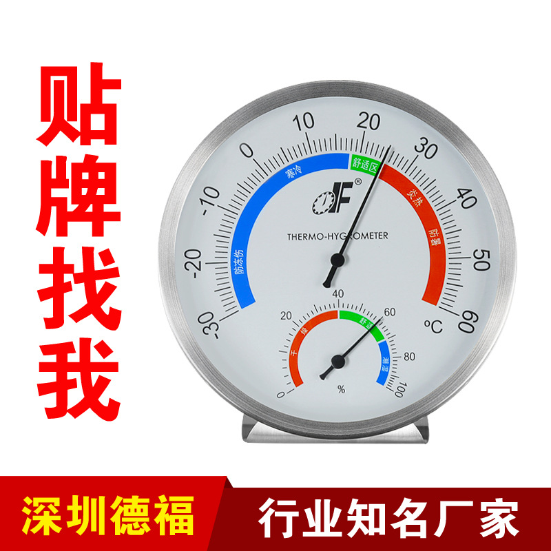 壁掛式不銹鋼金屬溫濕度計(jì)室內(nèi)溫度計(jì)高精度醫(yī)院藥房機(jī)房溫濕度表