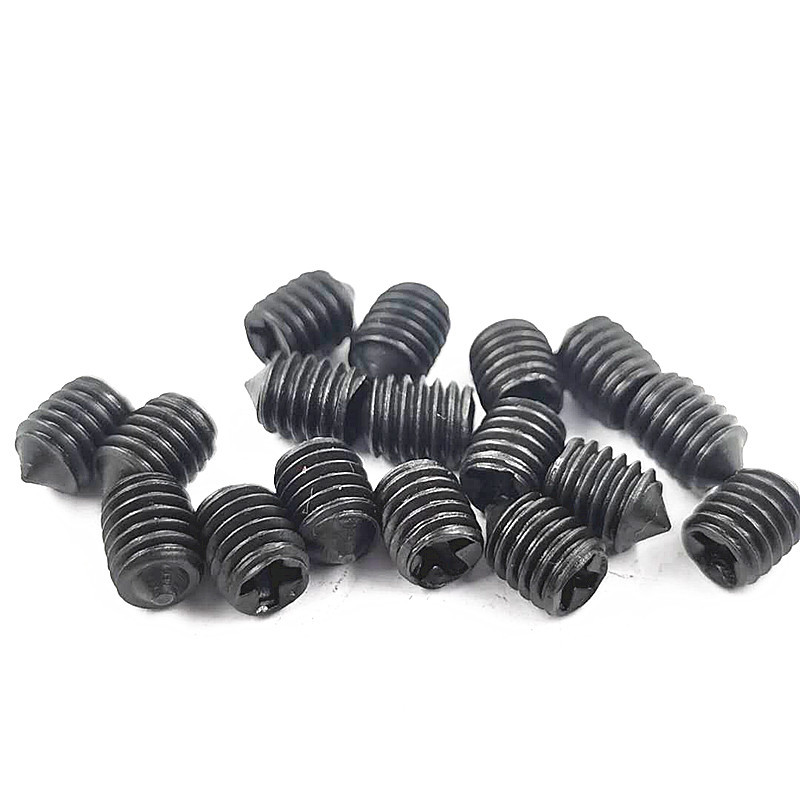 十字尖端緊定螺絲黑色無頭尖尾機米螺釘M2 M6十字槽錐端頂絲