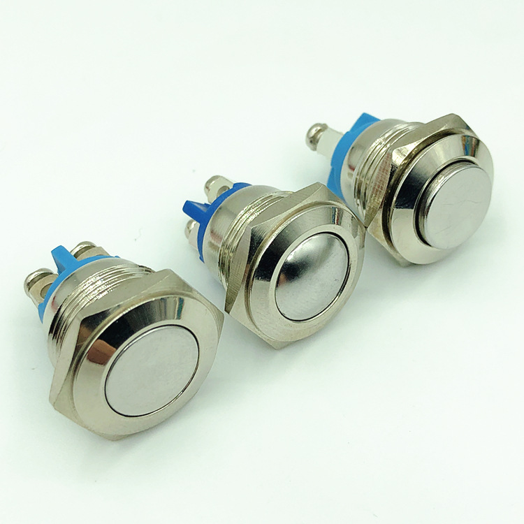 16MM金屬按鈕開關(guān)自復(fù)位螺絲腳 19mm門禁門鈴啟動(dòng)點(diǎn)動(dòng)開關(guān)防水