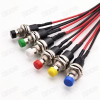 無鎖開關自復位按鈕開關小型 PBS-110 按通汽車改裝按鈕帶線