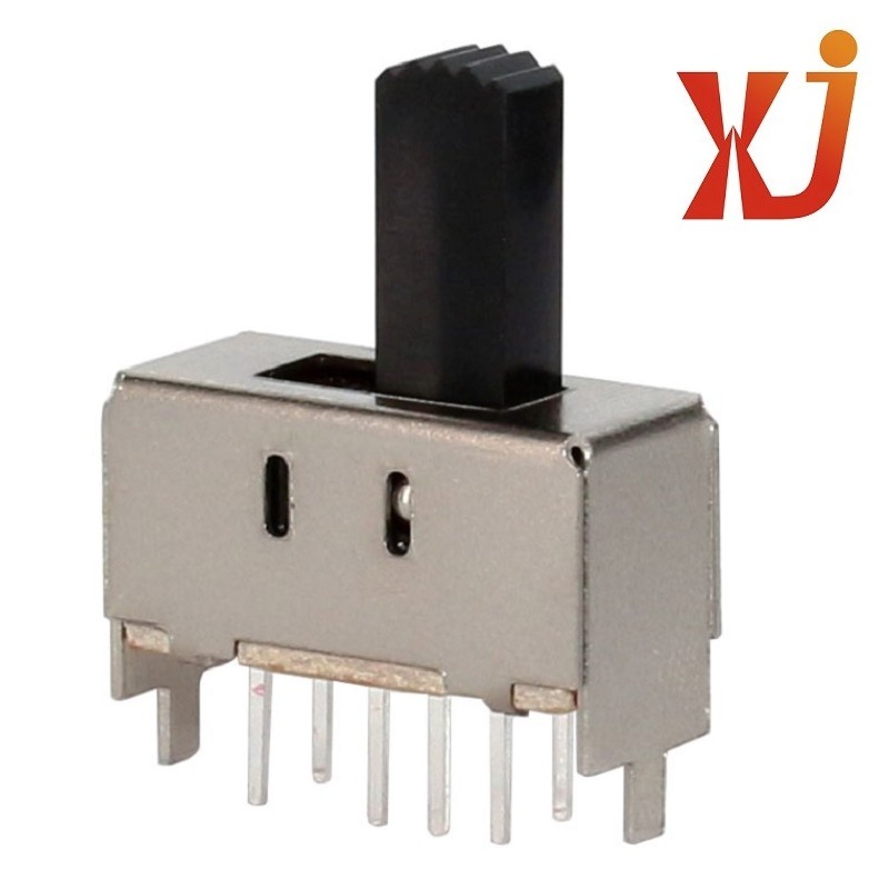 雙路三檔撥動(dòng)開關(guān)八腳 3段轉(zhuǎn)換開關(guān)行程2.5mm 3檔撥碼開關(guān)8腳直插