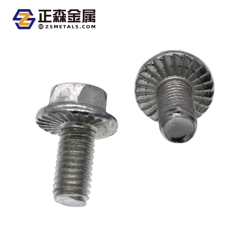 正森 不銹鋼法蘭栓 碳鋼電鍍鋅 GB5789 自帶墊 六角帶齒 M8*30