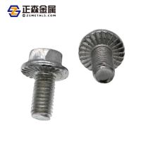 正森 不銹鋼法蘭栓 碳鋼電鍍鋅 GB5789 自帶墊 六角帶齒 M8*30