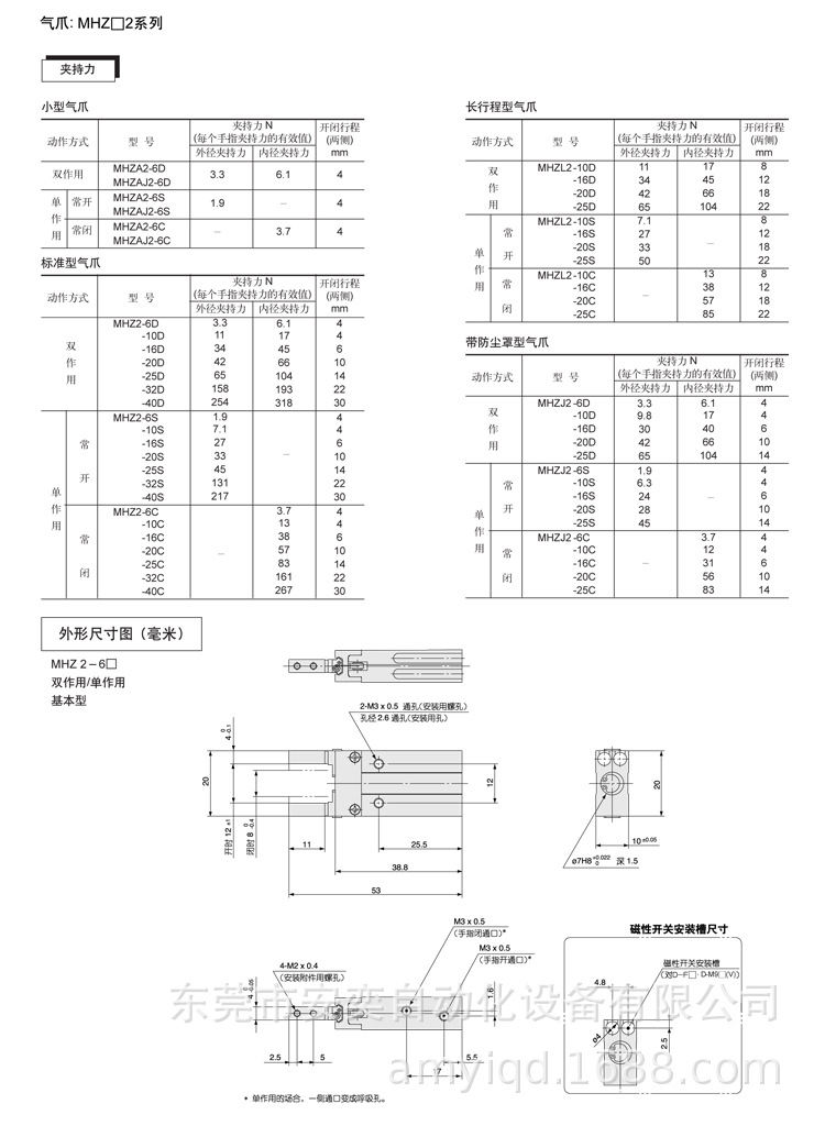 氣爪選型資料