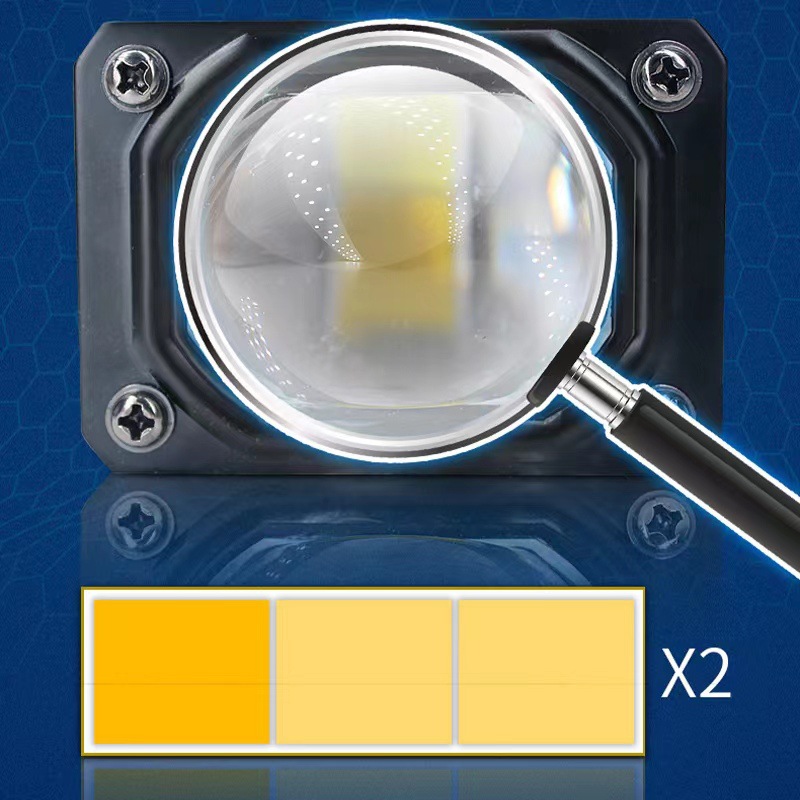 led摩托車射燈汽車中網魚眼燈雙色遠近光燈電動車高亮外置輔助燈