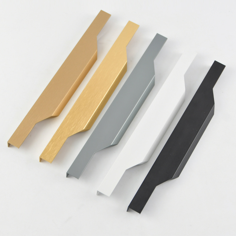 封邊拇指暗拉手隱形櫥柜門把手嵌入式加長衣柜拉手免打孔免開槽