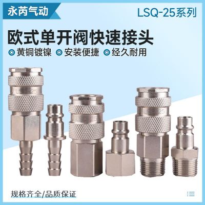 LSQ-25歐式黃銅鍍鎳氣路氣動快速接頭內(nèi)外絲寶塔風(fēng)動工具元件