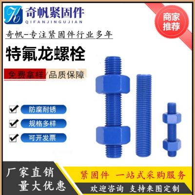 特氟龍螺栓雙頭 特 氟龍全螺紋螺柱高強螺栓四氟乙烯螺母