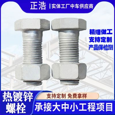 熱鍍鋅螺栓絲 光伏熱浸鋅螺栓 M16光伏電力鐵塔外六角熱 鍍鋅螺栓