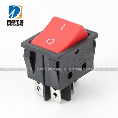 供應(yīng)船形翹板電源按鈕按鍵開關(guān)KCD4 4腳2檔 無燈實心紅船型開關(guān)