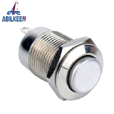 新款促銷12mm平頭金屬按鈕開關(guān) 高頭焊接腳IP65防水自復(fù)位按鍵開關(guān)
