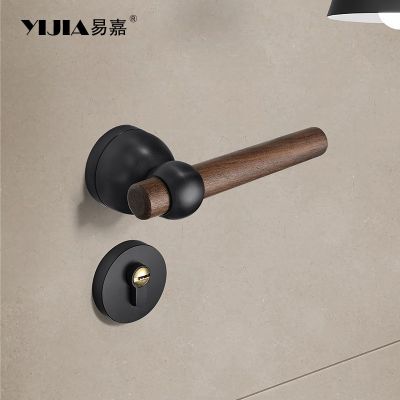 新中式胡桃木門鎖極簡室內(nèi)臥室門鎖房間門木門鎖磁吸靜音鎖門鎖具