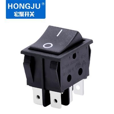 HONGJU宏聚 產(chǎn)銷(xiāo)翹板32*25四腳兩檔 全黑 船型開(kāi)關(guān)帶認(rèn)證