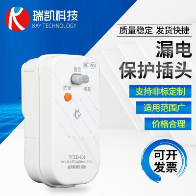 220V漏電保護插頭 遠創(chuàng)10A電加熱管冰箱空調(diào)熱水器連體 漏保器插頭