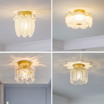 法式奶油風(fēng)走廊水晶過道燈新款網(wǎng)紅輕奢創(chuàng)意入戶陽臺吸頂玄關(guān)燈