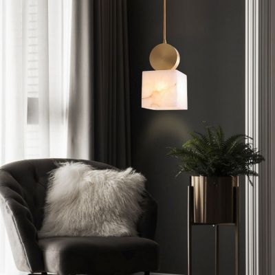 新中式全銅云石吊燈現(xiàn)代簡(jiǎn)約玄關(guān)吧臺(tái)樓梯臥室床頭小吊燈餐廳輕奢