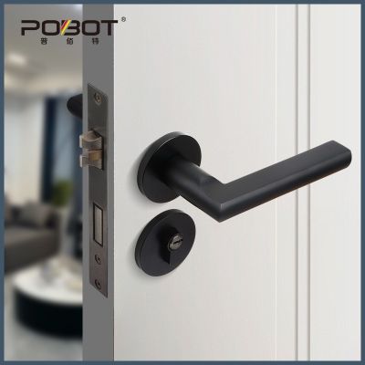 現(xiàn)代門鎖室內(nèi)臥室房門鎖家用靜音分體鎖黑色木門鎖門把手工程鎖具